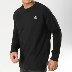 Meilleur prix ⭐ Sweat Crewneck Essential DV1600 Noir de Adidas Originals 🥰