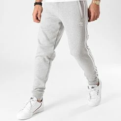 Nouveau 😍 Pantalon Jogging A Bandes GN3530 Gris Chiné de Adidas Originals 🔥