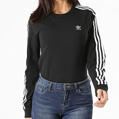 Meilleure affaire 🎁 Tee 👚 Shirt Manches Longues Femme A Bandes 3 Stripes GN2911 Noir de Adidas Originals 🥰 -Pas Cher adidas Magasin adidas 248839 GN2911 20210302T085353 03