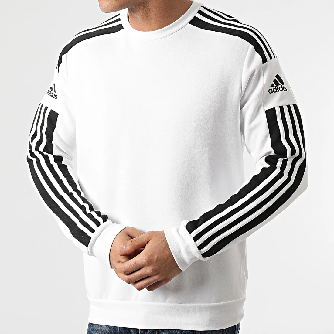 Promo 👏 Sweat Crewneck A Bandes SQ21 GT6641 Blanc de Adidas Performance ⭐ 5 Promo 👏 Sweat Crewneck A Bandes SQ21 GT6641 Blanc de Adidas Performance ⭐ – Image 3