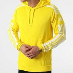 De gros 🔔 Sweat Capuche A Bandes SQ21 GP6435 Jaune de Adidas Performance 🥰