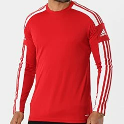 Le moins cher 🛒 Tee 👚 Shirt De Sport Manches Longues A Bandes Squad 21 GN5791 Rouge de Adidas Performance ⭐