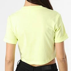 Vente flash 😀 Tee 👕 Shirt Crop Femme H37884 Jaune Clair de Adidas Originals ❤️ -Pas Cher adidas Magasin adidas 267542 H37884 20210603T122747 06