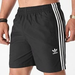 Remise 🎉 Short De Bain A Bandes H06701 Noir de Adidas Originals 🤩