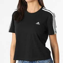 Top 10 👏 Tee 👚 Shirt Femme A Bandes 3 Stripes GL0777 Noir de Adidas Performance ⌛
