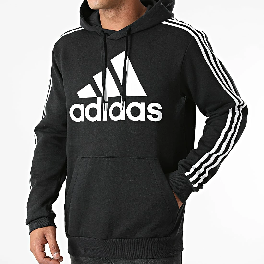 Promo ⭐ Sweat Capuche A Bandes H14641 Noir de Adidas Originals ⭐ 3 Promo ⭐ Sweat Capuche A Bandes H14641 Noir de Adidas Originals ⭐