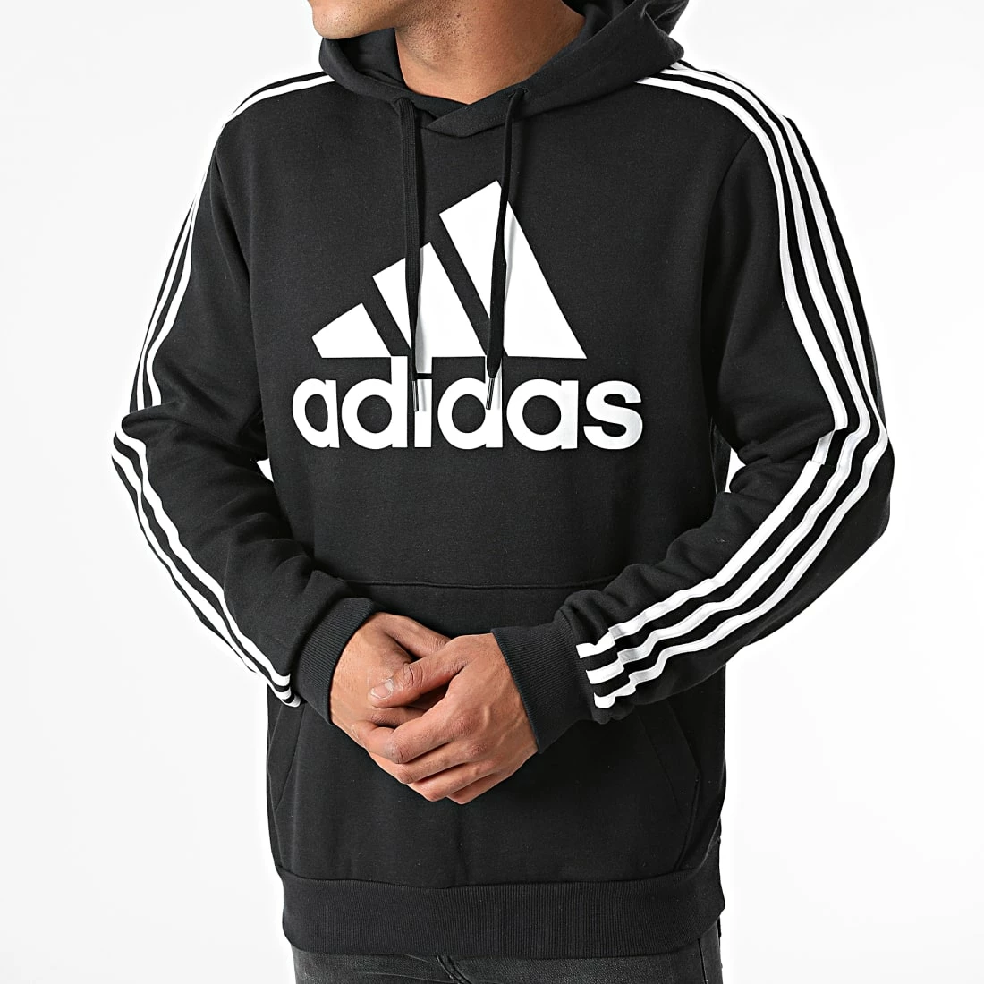 Promo ⭐ Sweat Capuche A Bandes H14641 Noir de Adidas Originals ⭐ 5 Promo ⭐ Sweat Capuche A Bandes H14641 Noir de Adidas Originals ⭐ – Image 3