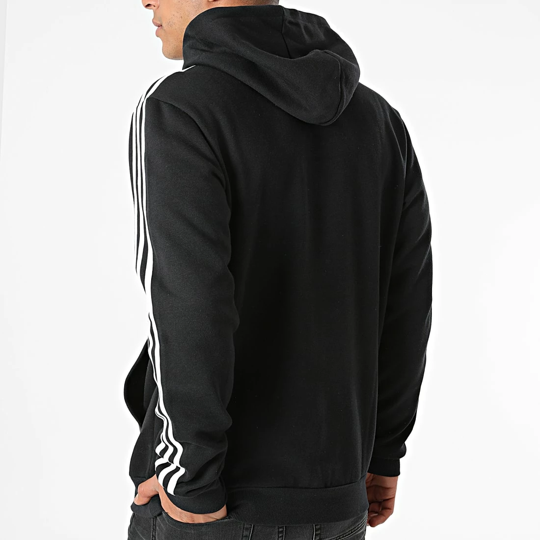 Promo ⭐ Sweat Capuche A Bandes H14641 Noir de Adidas Originals ⭐ 8 Promo ⭐ Sweat Capuche A Bandes H14641 Noir de Adidas Originals ⭐ – Image 6