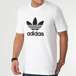 Tout neuf 🤩 Tee 👕 Shirt Trefoil H06644 Blanc de Adidas Originals ⌛