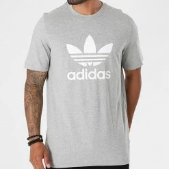 Nouveau 🤩 Tee 👚 Shirt Trefoil H06643 Gris Chiné de Adidas Originals 🧨 -Pas Cher adidas Magasin adidas 269449 H06643 20210609T160744 03