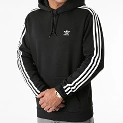 Coupon 🥰 Sweat Capuche A Bandes 3 Stripes H06676 Noir de Adidas Originals ❤️ -Pas Cher adidas Magasin adidas 269628 H06676 20210617T140644 03