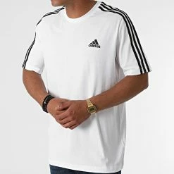 Coupon 👏 Tee 👚 Shirt A Bandes 3 Stripes GL3733 Blanc de Adidas Performance 💯 -Pas Cher adidas Magasin adidas 269777 GL3733 20210609T164507 03