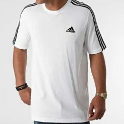 Coupon 👏 Tee 👚 Shirt A Bandes 3 Stripes GL3733 Blanc de Adidas Performance 💯 -Pas Cher adidas Magasin adidas 269777 GL3733 20210609T164516 05