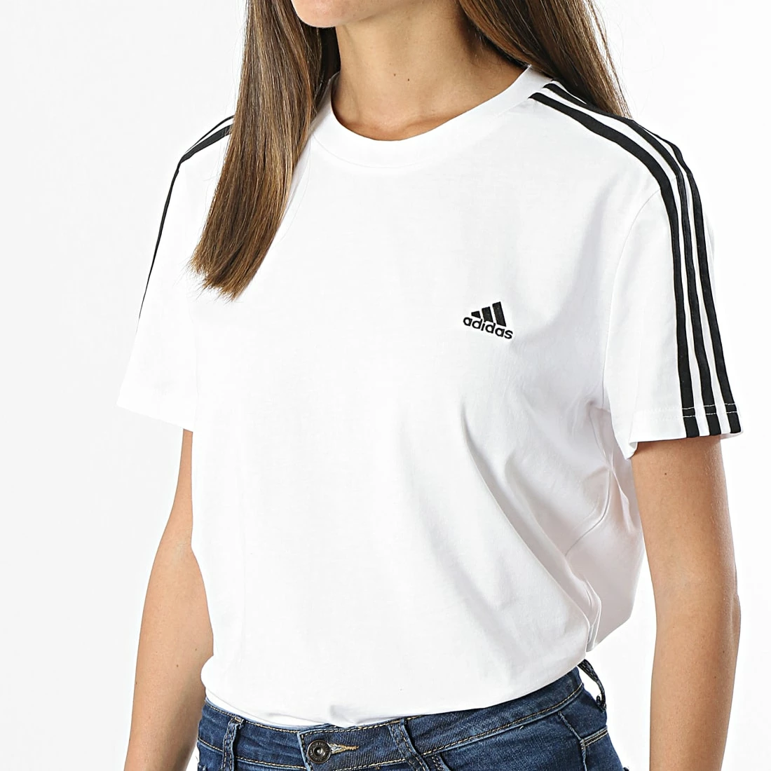 Meilleur prix 😍 Tee 👚 Shirt Femme A Bandes 3 Stripes GL0783 Blanc de Adidas Performance 😀 3 Meilleur prix 😍 Tee 👚 Shirt Femme A Bandes 3 Stripes GL0783 Blanc de Adidas Performance 😀