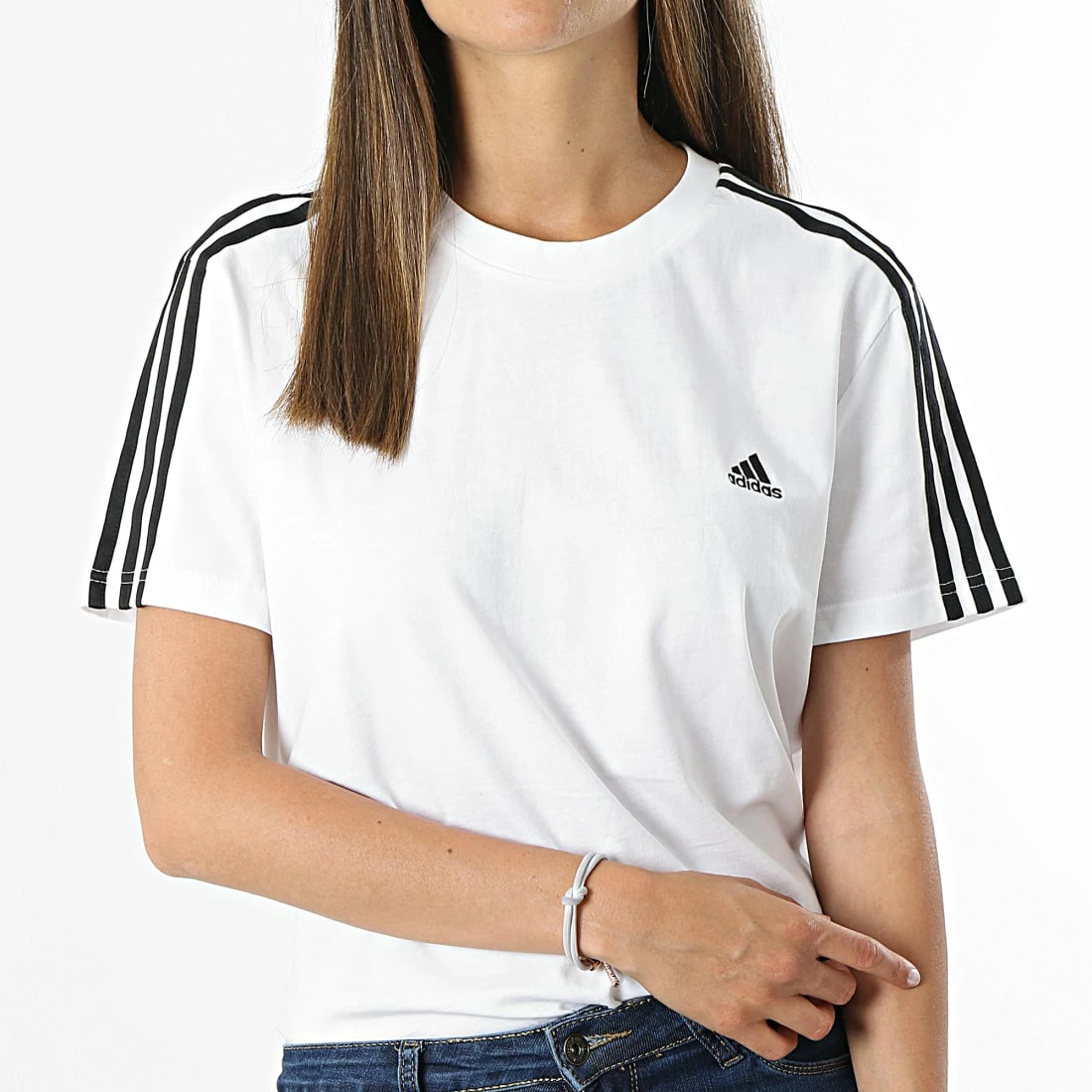 Meilleur prix 😍 Tee 👚 Shirt Femme A Bandes 3 Stripes GL0783 Blanc de Adidas Performance 😀 5 Meilleur prix 😍 Tee 👚 Shirt Femme A Bandes 3 Stripes GL0783 Blanc de Adidas Performance 😀 – Image 3