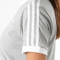 Meilleure affaire 🥰 Tee 👕 Shirt Femme 3 Stripes H33576 Gris Chiné de Adidas Originals 🤩 -Pas Cher adidas Magasin adidas 270878 H33576 20210625T135028 04