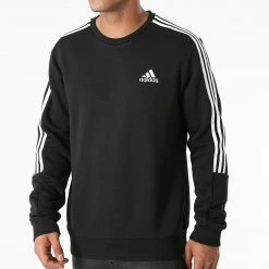 Le moins cher ✔️ Sweat Crewneck A Bandes GK9579 Noir de Adidas Performance 💯