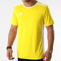 Acheter 😀 Tee 👚 Shirt A Bandes Entrada 18 CD8390 Jaune de Adidas Performance 🧨