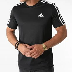 Promo ✔️ Tee 👚 Shirt A Bandes GM2105 Noir de Adidas Performance 🎁 -Pas Cher adidas Magasin adidas 271713 GM2105 20210705T152809 03