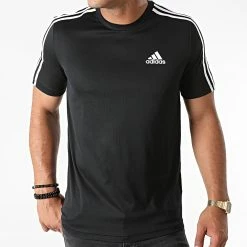 Promo ✔️ Tee 👚 Shirt A Bandes GM2105 Noir de Adidas Performance 🎁 -Pas Cher adidas Magasin adidas 271713 GM2105 20210705T152813 05