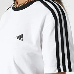 Coupon 🤩 Tee 👕 Shirt Femme A Bandes Boyfriend H10201 Blanc de Adidas Performance 🎁 -Pas Cher adidas Magasin adidas 272285 H10201 20210709T155202 05