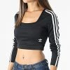 De gros 👍 Tee 👕 Shirt Manches Longues Crop Femme A Bandes H37765 Noir de Adidas Originals 👍