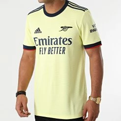 De gros 🥰 Tee 👕 Shirt De Sport A Bandes Arsenal GM0218 Jaune de Adidas Performance 🤩