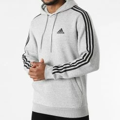 Meilleure vente 🥰 Sweat Capuche A Bandes 3 Stripes GK9084 Gris Chiné de Adidas Performance 🥰 -Pas Cher adidas Magasin adidas 272551 GK9084 20210706T154526 03