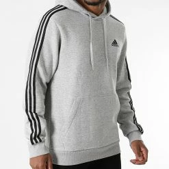 Meilleure vente 🥰 Sweat Capuche A Bandes 3 Stripes GK9084 Gris Chiné de Adidas Performance 🥰 -Pas Cher adidas Magasin adidas 272551 GK9084 20210706T154605 05