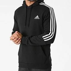 Acheter 🛒 Sweat Capuche A Bandes GK9581 Noir de Adidas Performance 🤩