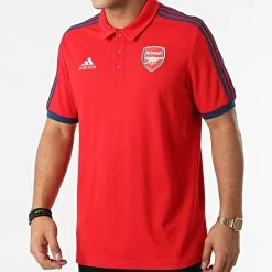 Promo 😉 Polo Manches Courtes A Bandes Arsenal FC 3 Stripes GR4206 Rouge de Adidas Performance 😍