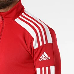 Promo 😀 Veste Zippée A Bandes GP6464 Rouge de Adidas Performance 😀 -Pas Cher adidas Magasin adidas 276667 GP6464 20210811T143542 02