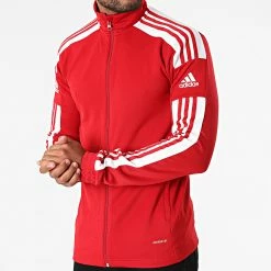 Promo 😀 Veste Zippée A Bandes GP6464 Rouge de Adidas Performance 😀 -Pas Cher adidas Magasin adidas 276667 GP6464 20210811T143546 05