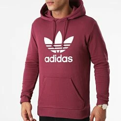 Sortie 👏 Sweat Capuche Trefoil H06666 Bordeaux de Adidas Originals ✨