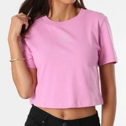 Remise 🧨 Tee 👚 Shirt Femme Crop Strass HF9199 Rose de Adidas Originals ⭐