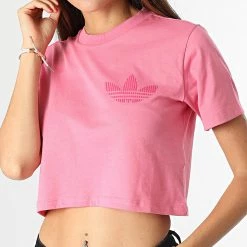 Le moins cher 😀 Tee 👚 Shirt Crop Femme H18055 Rose de Adidas Originals 🥰 -Pas Cher adidas Magasin adidas 286022 H18055 20210928T162428 03