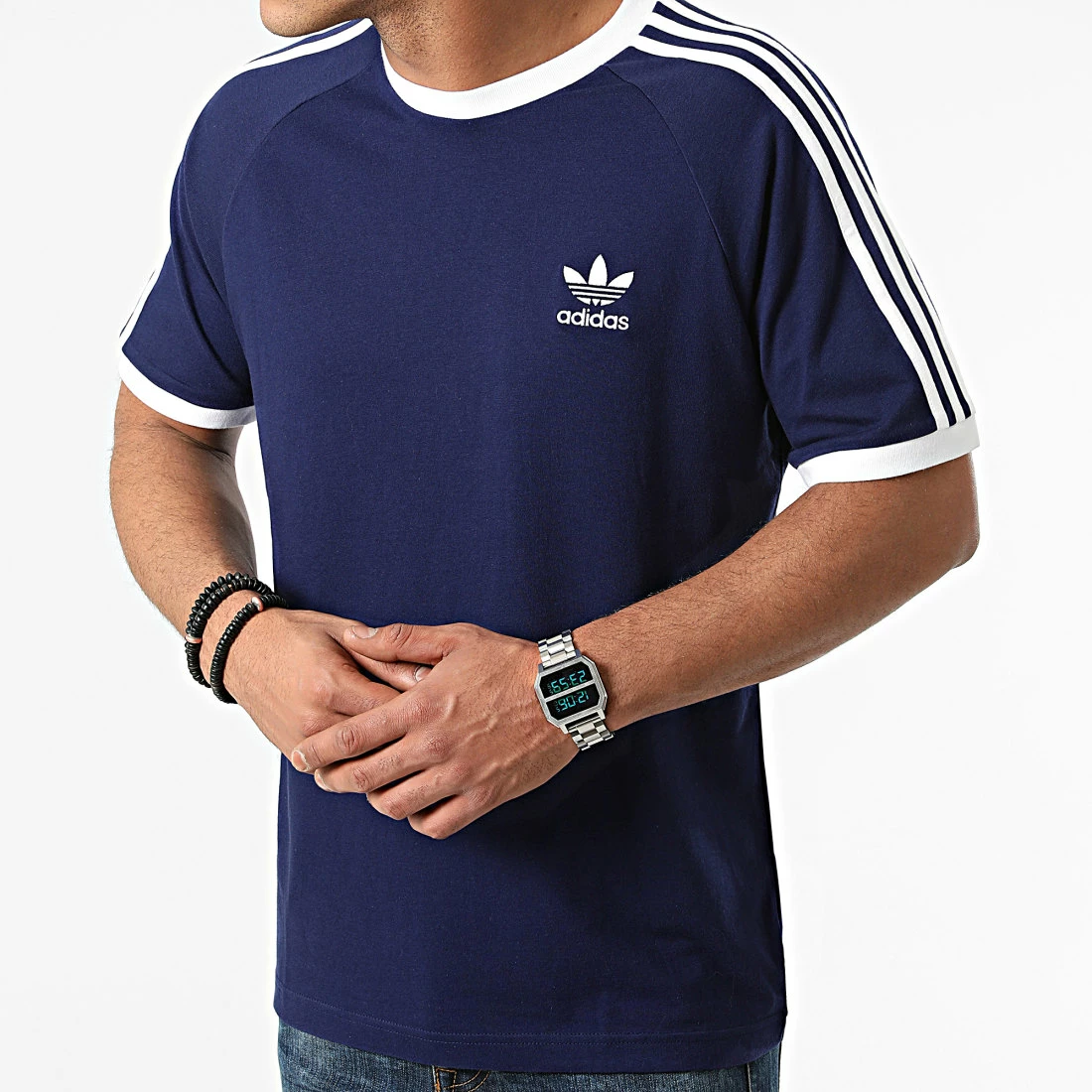Sortie 👍 Tee 👕 Shirt A Bandes Classic 3 Stripes H37760 Bleu Marine de Adidas Originals 💯 3 Sortie 👍 Tee 👕 Shirt A Bandes Classic 3 Stripes H37760 Bleu Marine de Adidas Originals 💯