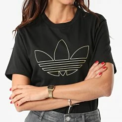 Coupon 👏 Tee 👕 Shirt Femme H18026 Noir Doré de Adidas Originals 👍