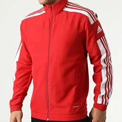 Meilleure affaire 👏 Veste Zippée A Bandes GP6446 Rouge de Adidas Performance 🔥