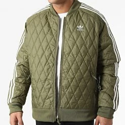 Sortie 😍 Veste Zippée Quilted H11435 Vert Kaki de Adidas Originals 🎉 -Pas Cher adidas Magasin adidas 292456 H11435 20211118T154859 03