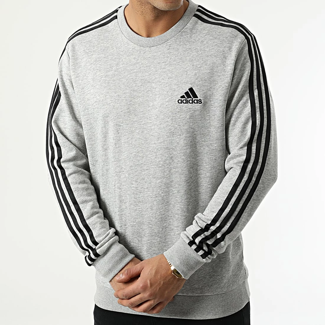Tout neuf ✨ Sweat Crewneck A Bandes 3 Stripes GK9101 Gris Chiné de Adidas Performance ⭐ 3 Tout neuf ✨ Sweat Crewneck A Bandes 3 Stripes GK9101 Gris Chiné de Adidas Performance ⭐