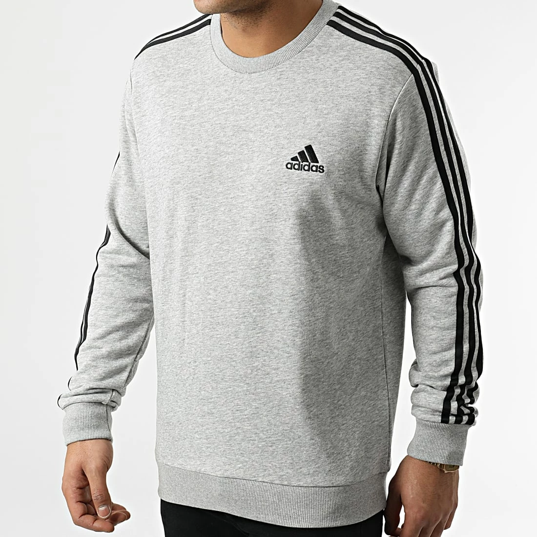 Tout neuf ✨ Sweat Crewneck A Bandes 3 Stripes GK9101 Gris Chiné de Adidas Performance ⭐ 7 Tout neuf ✨ Sweat Crewneck A Bandes 3 Stripes GK9101 Gris Chiné de Adidas Performance ⭐ – Image 5