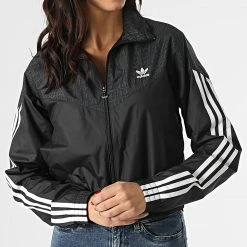 Promo 🔥 Veste Zippée Femme A Bandes H20427 Gris Anthracite de Adidas Originals 🌟 -Pas Cher adidas Magasin adidas 294073 H20427 20211221T161148 03