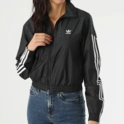 Promo 🔥 Veste Zippée Femme A Bandes H20427 Gris Anthracite de Adidas Originals 🌟 -Pas Cher adidas Magasin adidas 294073 H20427 20211221T161151 06