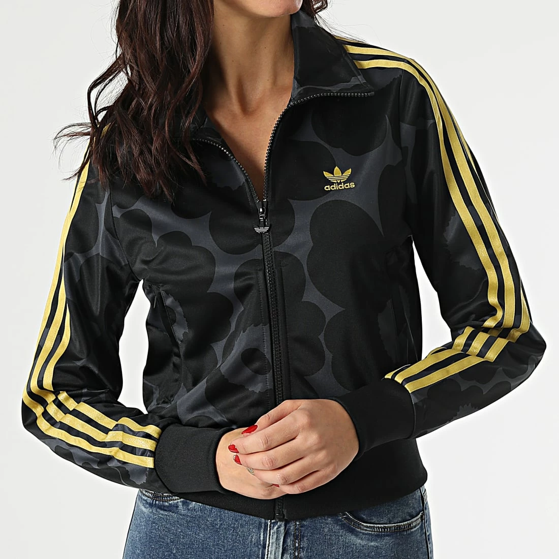 Grosses soldes ✨ Veste Zippée Femme A Bandes Marimekko Firebird H20410 Noir Gris Doré de Adidas Originals 😍 5 Grosses soldes ✨ Veste Zippée Femme A Bandes Marimekko Firebird H20410 Noir Gris Doré de Adidas Originals 😍 – Image 3