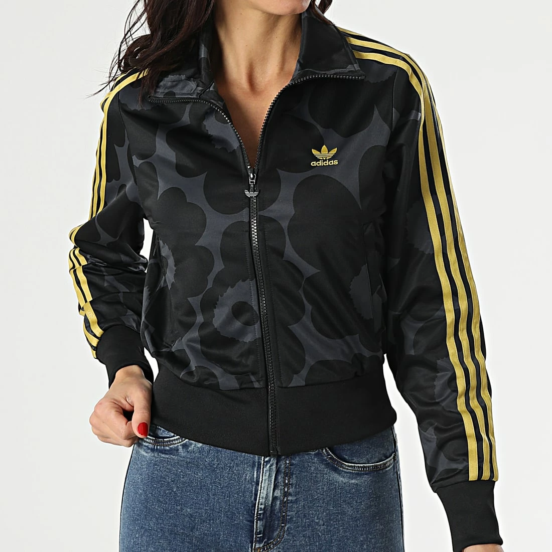Grosses soldes ✨ Veste Zippée Femme A Bandes Marimekko Firebird H20410 Noir Gris Doré de Adidas Originals 😍 7 Grosses soldes ✨ Veste Zippée Femme A Bandes Marimekko Firebird H20410 Noir Gris Doré de Adidas Originals 😍 – Image 5