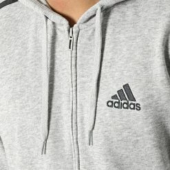 Offres 💯 Sweat Zippé Capuche A Bandes 3 Stripes GK9034 Gris Chiné de Adidas Performance ⌛ -Pas Cher adidas Magasin adidas 295181 GK9034 20211217T152215 02