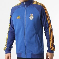 Bon marché 🎉 Veste Zippée A Bandes Real Madrid HA2533 Bleu Roi de Adidas Performance 😉