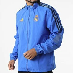 Remise 🧨 Veste Zippée Capuche Real Madrid HA2563 Bleu Roi de Adidas Performance 🎁