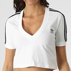 Remise ⌛ Tee 👕 Shirt Femme A Bandes Cropped HC2036 Blanc de Adidas Originals 🤩 -Pas Cher adidas Magasin adidas 295519 HC2036 20211222T161214 05